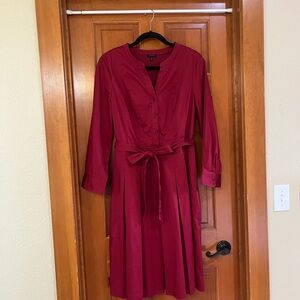 Talbots Rich Red Midi Dress with Waist Tie